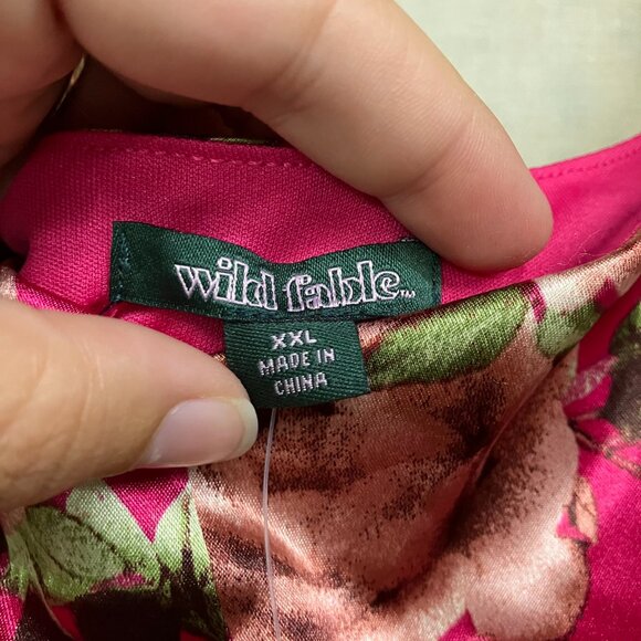 NWT Wild Fable Women XXL Red Floral Cap Sleeve Satin Maxi Bodycon Holiday Dress - Picture 6 of 14